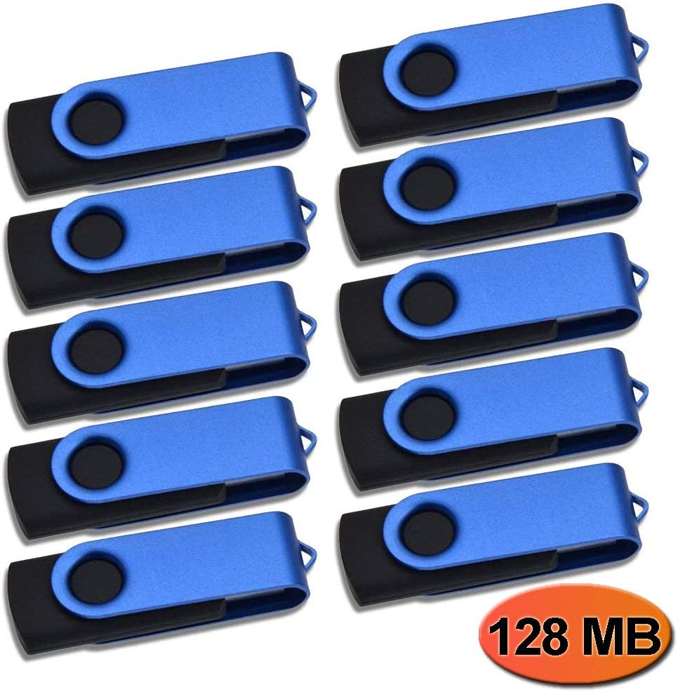 USB Stick 128MB Bulk 20 Pack USB 2.0 Flash Drives, Kepmem Small Storage Thumb Drive Blue Multipack Memory Sticks 128 MB, Metal Swivel U Disk Small Capacity Pendrive for Low Capacity Files