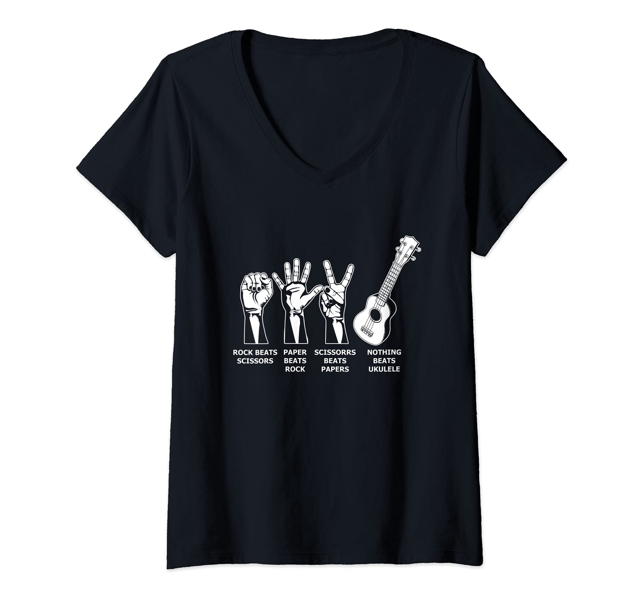 Womens Nothin Beat Ukulele Musician Aloha Hawaii Acoustic Guitar V-Neck T-Shirt