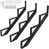 Toriexon 3 Pack Steel Stair Step Riser, 3-Step Metal Stair Stringer Heavy Duty, Steel Stair Stringer for 28" Height Deck and Outdoor Steps