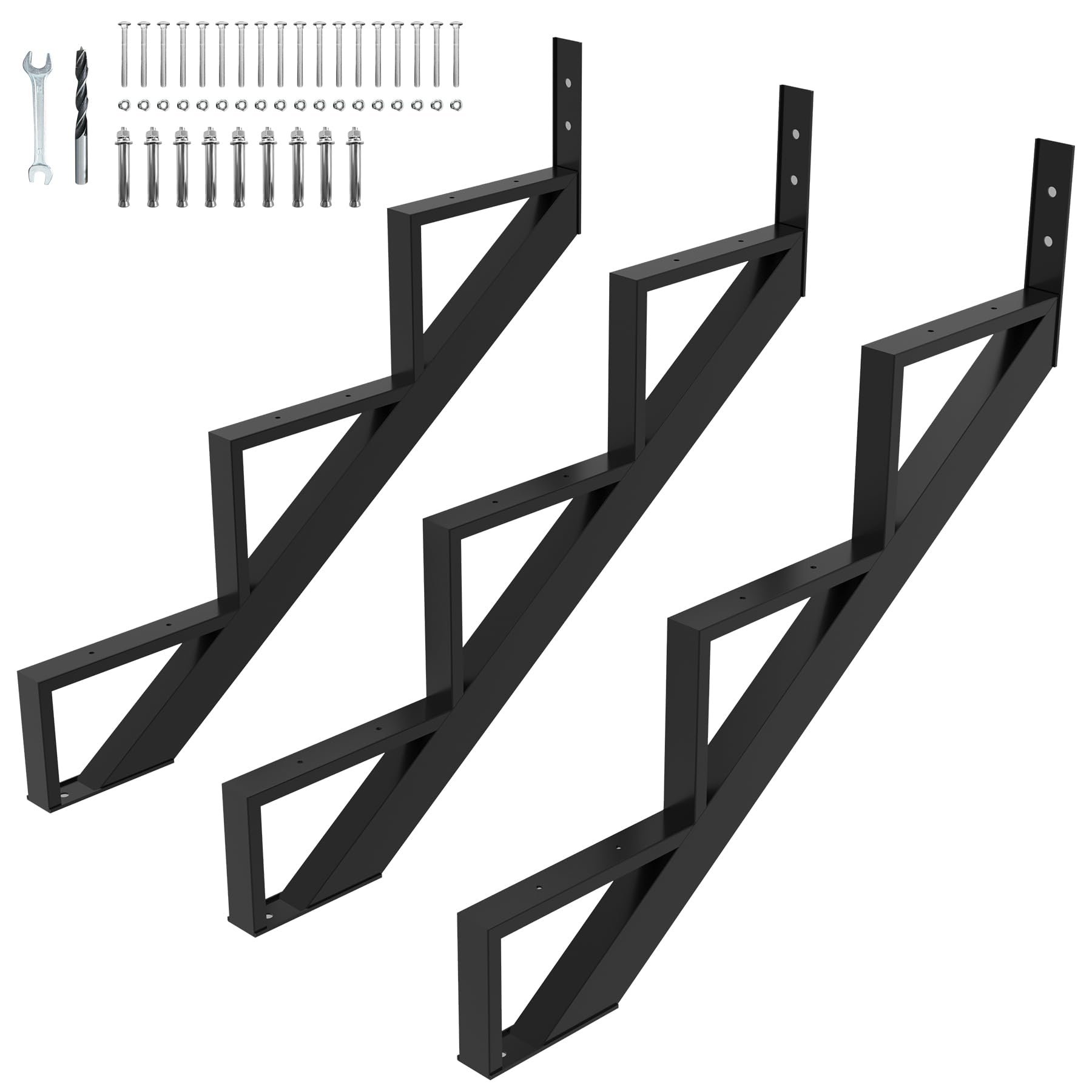 Photo 1 of Toriexon 3 Pack Steel Stair Step Riser, 3-Step Metal Stair Stringer Heavy Duty, Steel Stair Stringer for 28" Height Deck and Outdoor Steps