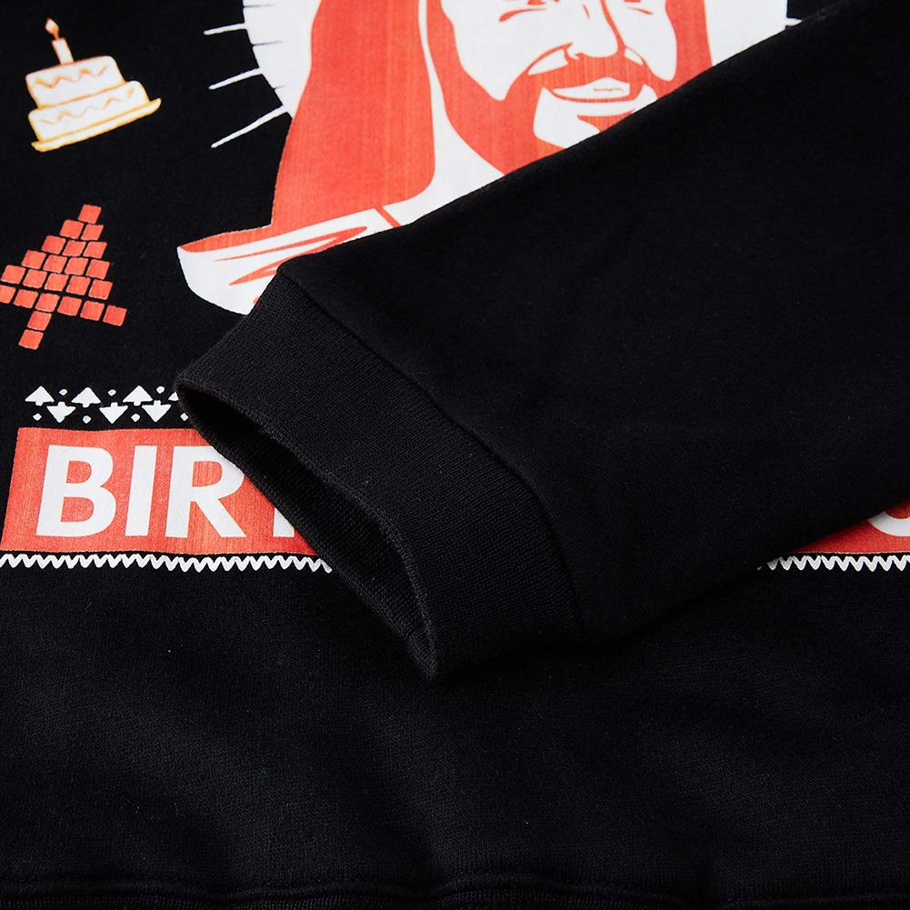 SKYRAINBOW Women Men Hilarious Ugly Christmas Sweater Loose Fit Xmas Sweatshirt 3D Printed Birthday Boy Pullover Long Sleeve Jumpers Couple Costume M,Black