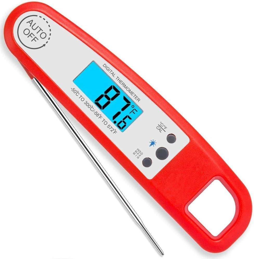 2020 Version Instant Read Meat Thermometer, Waterproof 0.3s Ultra Fast LCD Cooking Thermometer, 10 min Auto Off, Digital Food Thermometer for Kitchen, Outdoor Cooking, BBQ, Candy, Milk, and Grill(R)