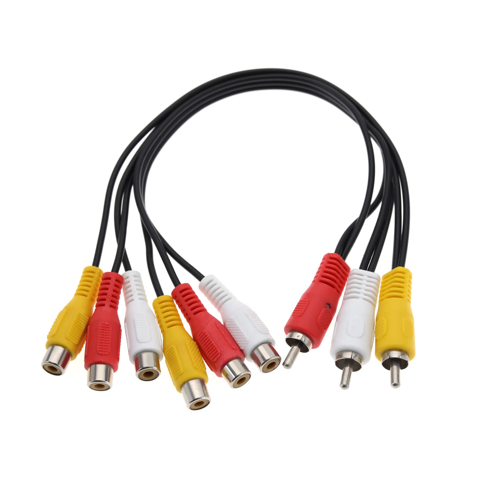 ECSiNG AV Cable Splitter 3 RCA Male Plug to 6 RCA Female Jack Composite Video Splitter Adapter Output Cable Cord RCA Extension Cable 31cm