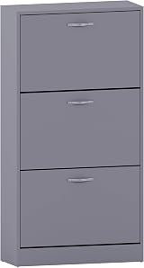 Vida Designs Grey Wooden Shoe Cabinet with 3 Pull-Down Drawers