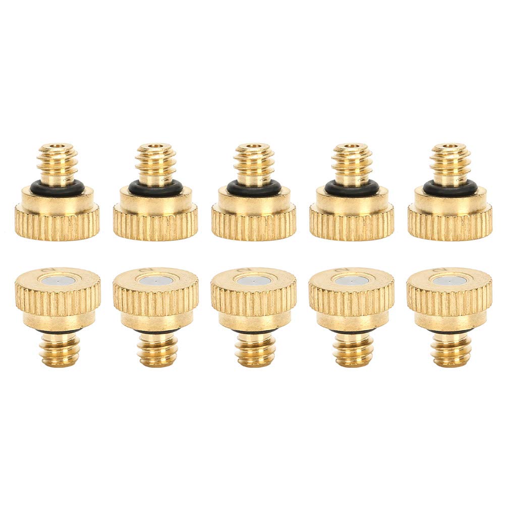 WPKD BLUEIY 10Pcs Sprayer Nozzles, 0.2mm Tap Water Low Pressure Atomizing Sprayer Nozzle Brass Misting Cooling Spraying Nozzles Replacement Heads for Plants Irrigation System, 0.2mm Hole Diameter