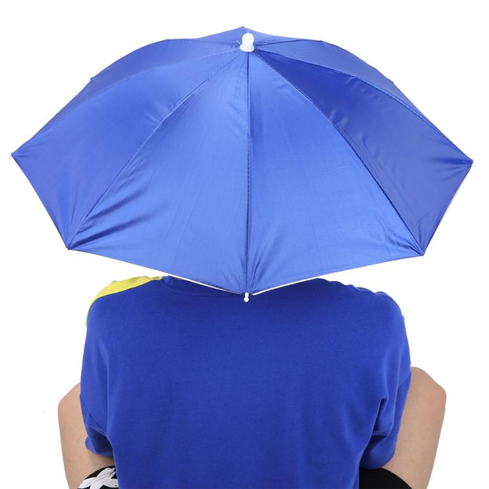 VIFERR Head Umbrella Hat Fishing Shade Hat 65cm Umbrella Caps with Elastic Band Mounted Top Folding Umbrella for Fishing Golf Gardening Beach (Royal Blue)
