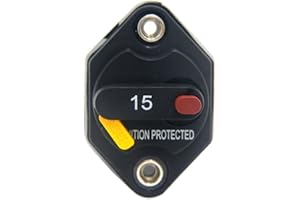 ZOOKOTO 15A Circuit Breaker Fuse Inverter with Manual Reset Button for Auto Truck RV Marine Trailer Waterproof 12V-32V DC 15 Amps