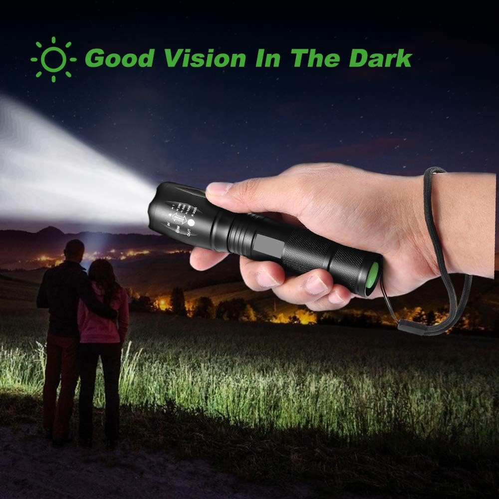 LED tactical flashlight (2 packs), mini pocket super bright flashlight, zoom flashlight with 5 lighting modes, high lumen, waterproof handheld flashlight, suitable for camping, hiking, emergency use. - - 