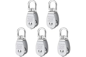 Twours Pulley 304 Stainless Steel Single Pulley Block M25 Small Heavy Duty Swivel Bearing Pulley System for Rigging, Lifting, Cargo Transportation,Gym Equipment (M25 5PCS)