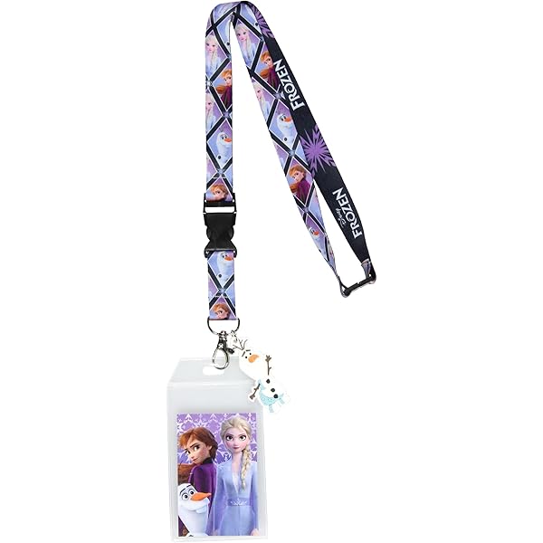Buckle Down Disney Lanyard – Olaf Summertime Beach Scene Design, Stretchy Nylon With Detachable Clip For Keys, ID, Badges