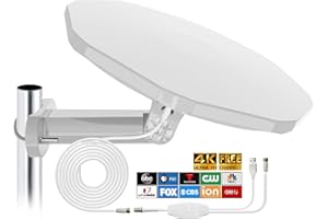 DGUPSP RV TV Antenna for Smart Tv Outdoor Long Range, 360° Omni-Directional Reception Digital HD TV Antenna Outdoor with Super Signal Booster, Suitable for Camper, RV, Truck, Boat （Off-White