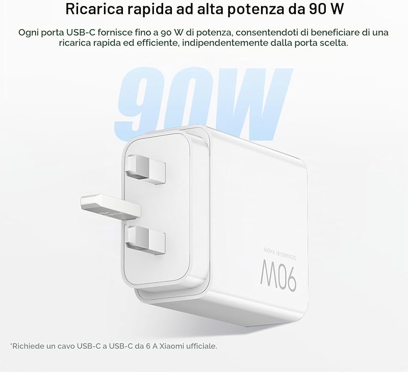 90W Hypercharge Power Adapter 3 Porte Caricatore da parete EU