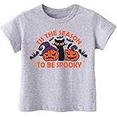 Halloween Shirts for Toddler Boys Girls Kids 2-8 Years, Unisex Pumpkin Ghost Bat Soft Cotton Short Sleeve Tee