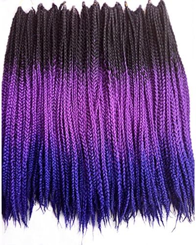 Esprit Beauty 20inch 5packs/lot 20strands/pack Synthetic Low Temperature Fiber African 3s Box Braids Hair Extensions Black Purple Blue 3Tone Crochet Braiding Hair (black purple blue)