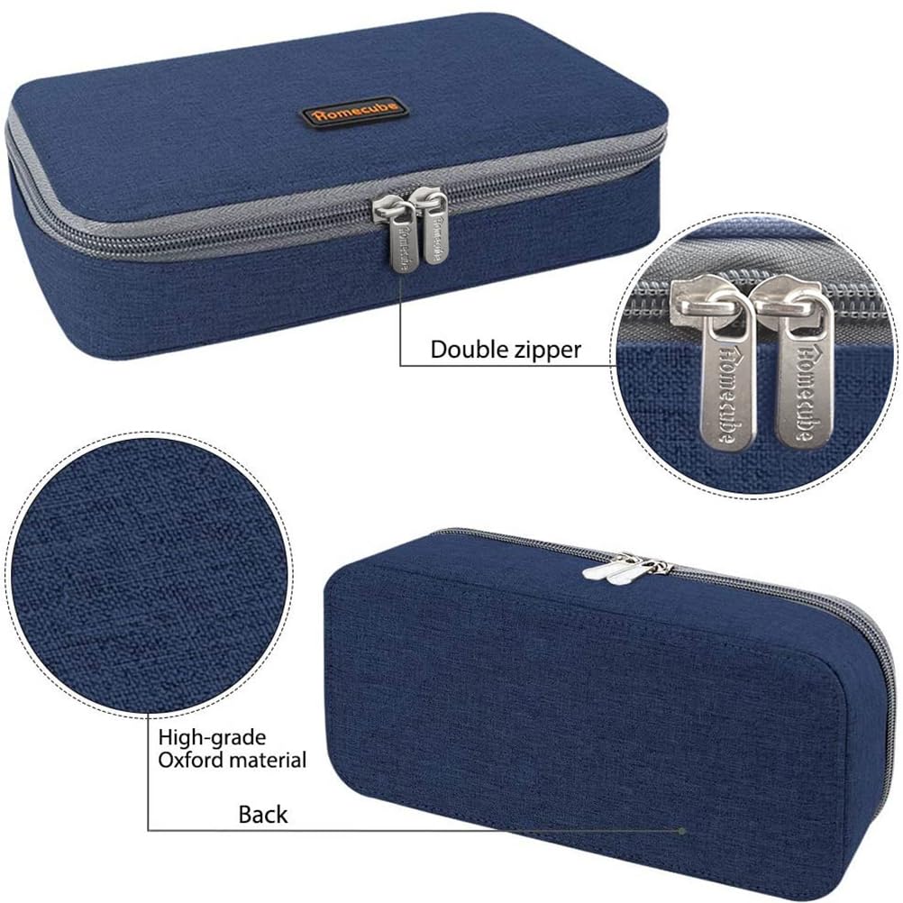 Homecube Capacious Pencil Case Pen Box Makeup Bag Pouch Pencils Holder Large Storage Stationery Box with Zipper School Supplies for College and Office - Navy Blue