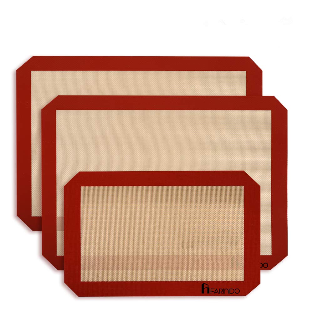 Silicone Baking Mat, Reusable Non Stick Baking Tray Mats Sheet Set for Cookies Macaroon Pastry, 3 Pack