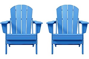 WO WESTIN OUTDOOR Westin Outdoors Laguna WO Home Furniture Adirondack Chair 2 PCS Set Outdoor Folding Patio Chair for Bon Fire Pit Garden Lawn Backyard Lounging Relaxing (Pacific Blue)