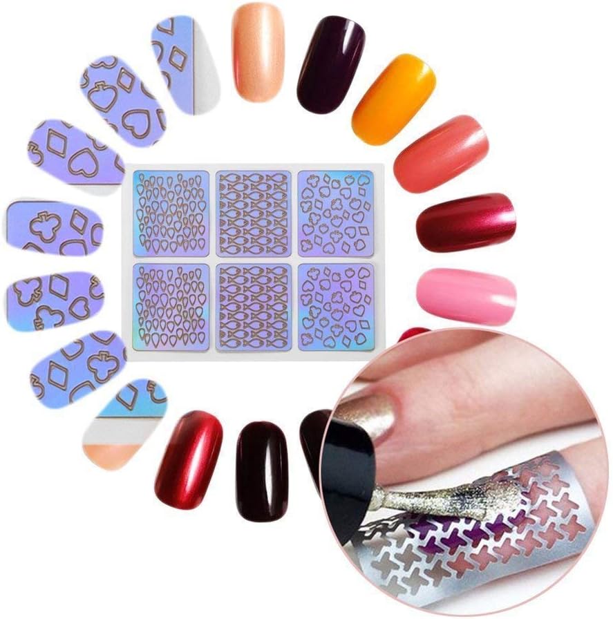 DXIA A Set of Nail Stickers, 144 Pieces Nail Vinyls Stencils Nails ...