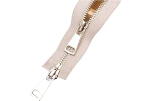 Metal Zipper Open Ended Double Slider Two-Way Zip Replaceable Jacket Coat Repair DIY Sewing Accessories(Beige)