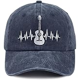 KKMKSHHG Guitar Baseball Cap for Men Women, Embroidered Adjustable Cotton Musician Hat