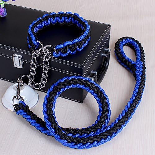 ACCENTORY Dog Nylon Adjustable Loop Slip Leash Rope Lead 1.2m Pet Products Remington Rope Slip Dog Leash 6-Feet Training Leashes (S(1.2cm), black-blue)