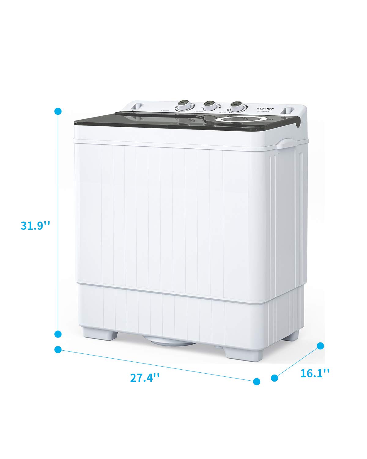 KUPPET Compact Twin Tub Portable Mini Washing Machine 26lbs Capacity
