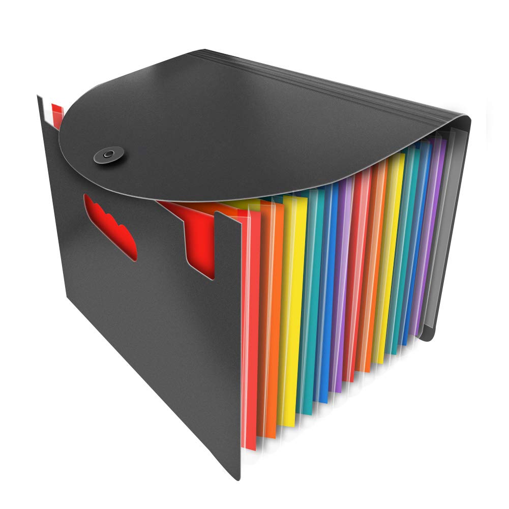 Expanding File Folders, Portable A4 Accordian File Organiser, Expandable Box Files, Plastic Desktop Filing Box, Colorful Accordion Document Organiser Office Organiser for Paper Bill Coupon Receipts