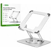 Uncaged Ergonomics Swivel Laptop Stand for Desk, 360 Riser, Arctic Silver | Height and tilt both adjust, works as a computer and tablet stand for home office, dorm and shared workspaces.