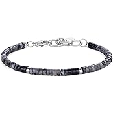 COAI Heishi Beads Jewelry Beaded Bracelet for Men, Genuine Gemstone Crystal Bracelet for Men