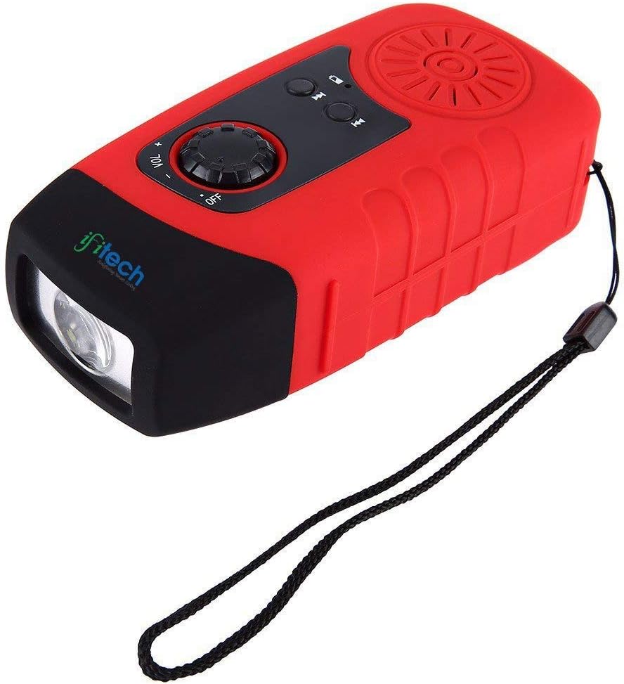 IFITech® Portable Dynamo Emergency Solar Crank FM Radio with LED Flashlight, Cell Phone Portable Charger