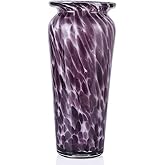 Blown Glass Purple vase, Purple Home Decorations, Modern Art Wide Mouth vase for Living Room Dining Table Coffee Table entryway TV Cabinet nightstand Centerpiece.