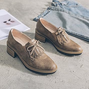Amazon Co Jp Gaolim To Talk Toレディース靴レディース靴ガールズラウンドヘッドfall Bow Tie So厚 単一靴メス 38 ブラウン スポーツ アウトドア