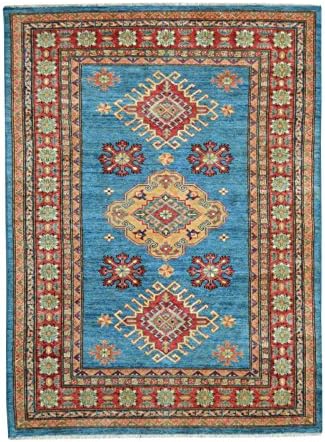 Kalaty 4551 46 One-of-a-Kind Kazak Hand-Knotted Area Rug, 4' x 6', Blue