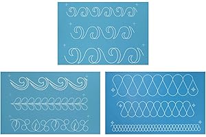 Full Line Stencil - Easy Border Bundle, Pack of 3 Stencils: Border Assortment, Swirl Sashing Border, Ribbon Candy Border for Free Motion, Domestic Machine, Hand, Long-Arm Quilting (30669,30640,30733)