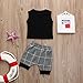 KONIGHT Baby Boys Summer Clothes Pocket/Letter Sleeveless Tops +Plaid/Camouflage Shorts Beach Outfits(Black, 12-18 Months)
