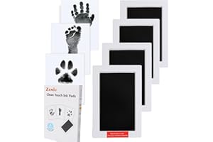 Zemiu Baby Handprint and Footprint Large Size Kit,4 Baby Handprint Ink Pads with Clean-Touch & 12 Imprint Cards,Inkless Print