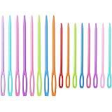 NUTJAM Large Eye Plastic Needles,16 Pcs Colorful Plastic Yarn Lacing Sewing Needles,2 Sizes Safety Learning Needles for Kids 