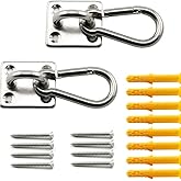Hammock Hooks Heavy Duty 2 Pack, 1000Lbs Capacity Hammock Hanging Kit, M8 304 Stainless Steel Pad Eye Hanging Hooks for Porch Swing, Chair, Plants, Kids/Pet, Wall/Ceiling Mount, Indoor & Outdoor