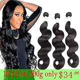 Grand Nature 9A Unprocessed Brazilian Virgin Remy Human Hair Extensions Body Wave Bundles Deal Natural Black Color Can Be Dyed Bleached (With Lace Closure)