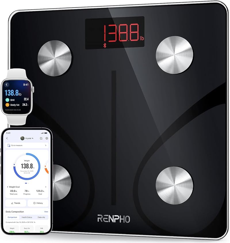 RENPHO Scale 500lbs Capacity Ultra Wide 12x12 Platform Body Fat Bluetooth