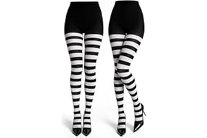 SATINIOR 2 Pairs Women's Christmas Striped Tights Leggings Length Stocking for Christmas Costume Party Dress up Accessories