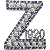CENWA Blue And White Sorority Gift Z Pearl & Zircon Brooch Pin Greek Sorority Jewelry Gift