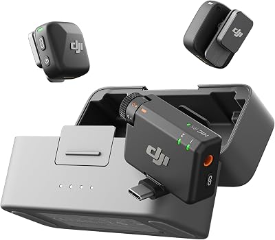 Mic Mini (2 TX + 1 RX + Boîtier de recharge), ultra-léger, audio de HQ