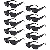 Geopty 10 Pack Neon/Black Rectangle Sunglasses Bulk for Women Men Retro Trendy Small Rectangle Glasses Party Favors