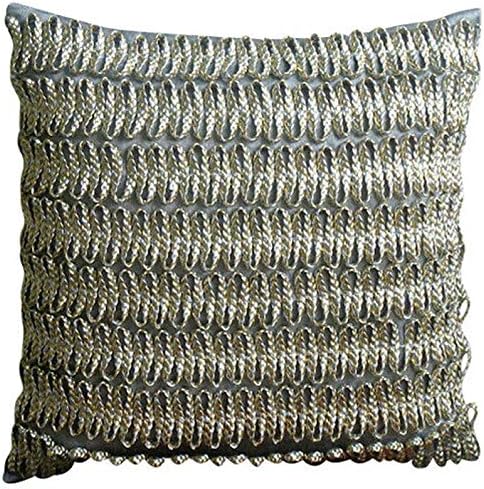 Amazon Com Handmade Silver Throw Pillow Covers 3d Metallic Cord