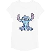 Disney Lilo & Stitch Distressed Stitch Portrait T-Shirt, Girls, White, Medium