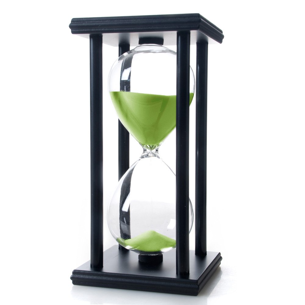 Bellaware Hourglass Sand Timer, 60 Minutes Wood Sand Clock, Green