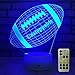 FlyonSea Football lamp, Rugby Ball Bedside Lamp 7 Colors Change + Remote Control with Timer Kids Night Light Optical Illusion Lamps for Kids Lamp As a Gift Ideas for Boys