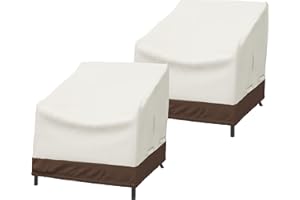 Amazon Basics Patio Chair Lounge Deep Seat, Outdoor Lawn and Patio Furniture Covers, Heavy Duty, Waterproof, Waterproof, Anti-UV, Durable, Set of 2, Beige/Tan