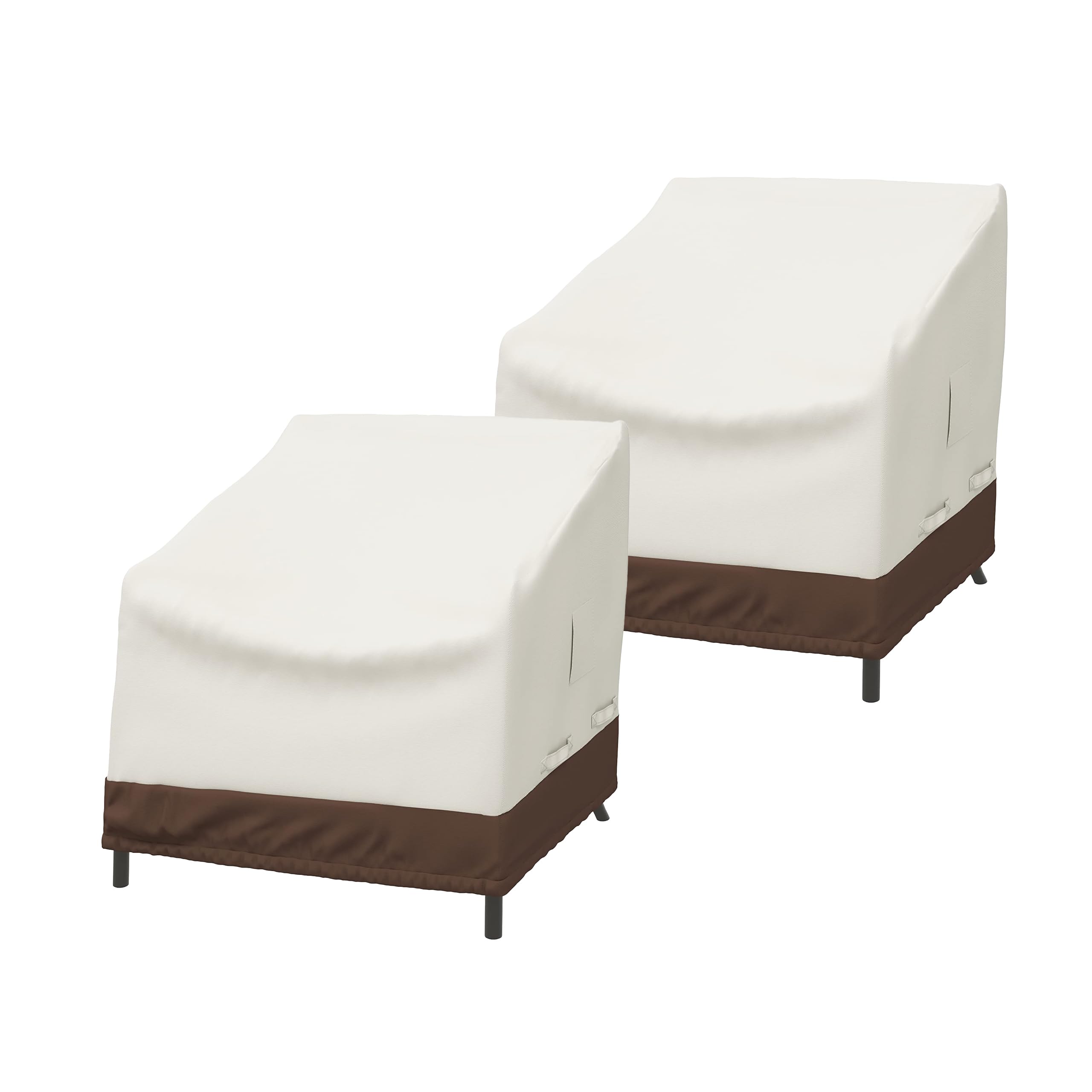 Amazon Basics Outdoor Lounge Deep Seat Garden Furniture Cover Waterproof, 1 Seater - Set of 2, Beige / Tan
